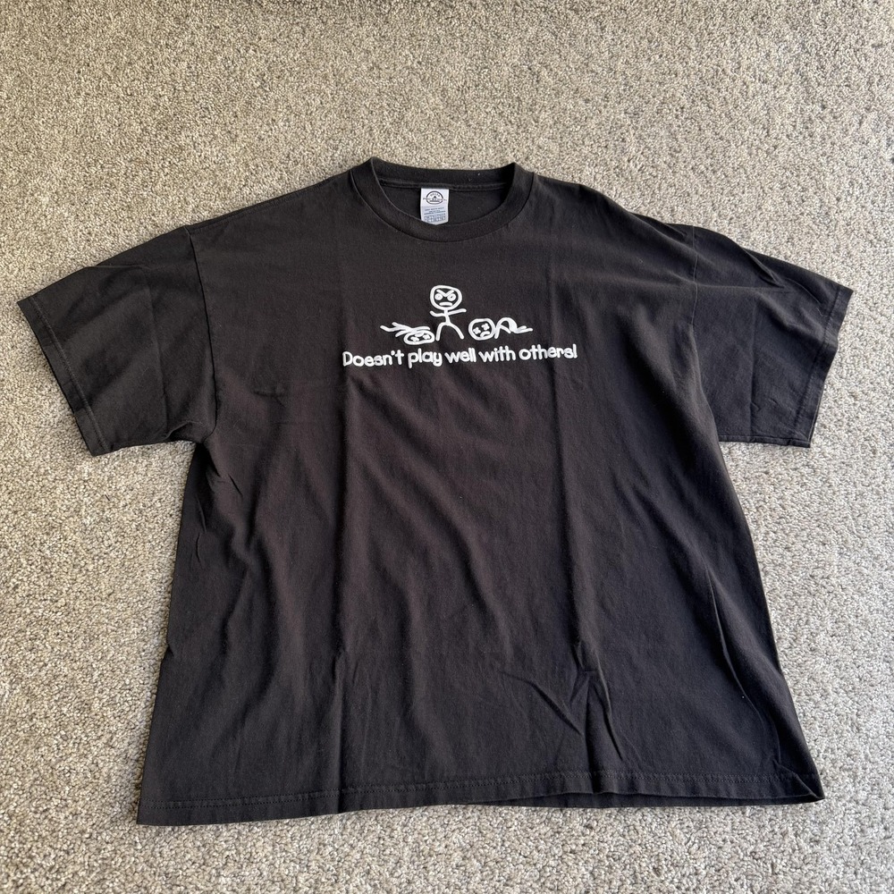 Y2K Delta Pro Weight Shirt Mens XL Black Doesn't Play Well With Others Tee
